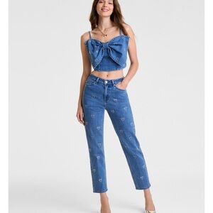 Disney Women's Blue Jeans with Mickey Mouse Swarovski Embellishments